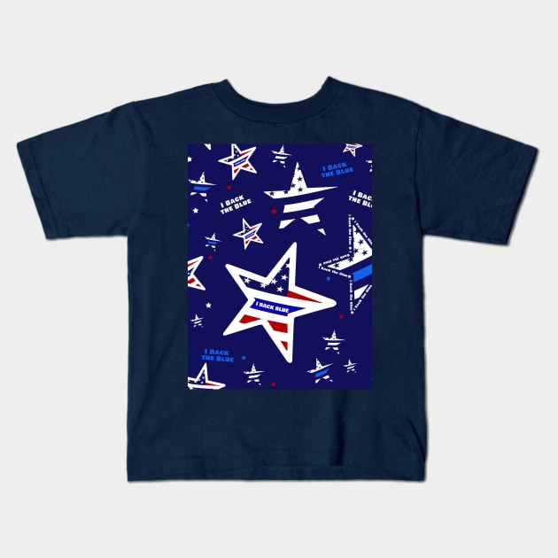 Back The Blue Line Kids T-Shirt by Coron na na 